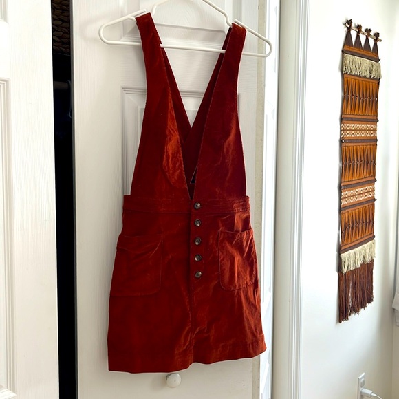 Free People Burnt Orange Corduroy Mini Skirt Overall - Picture 1 of 4